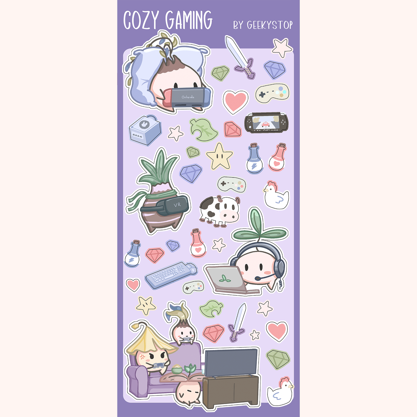 Cozy Gaming Sticker Sheet