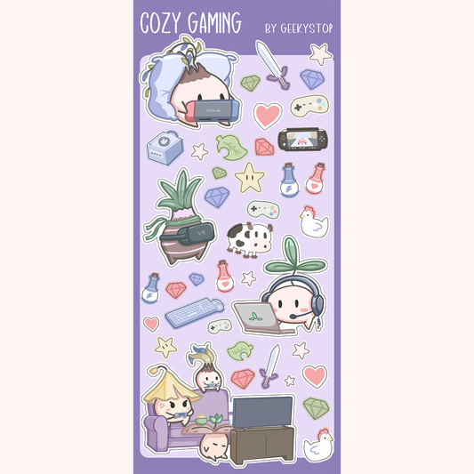 Cozy Gaming Sticker Sheet