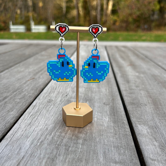 Blue Chicken Earrings