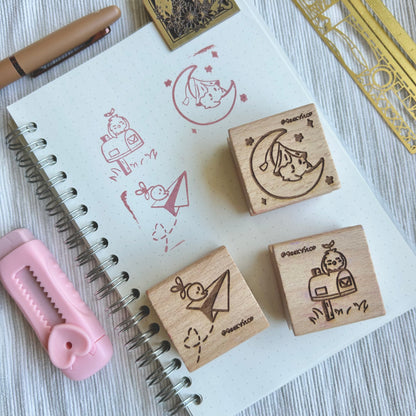 Matcha on Plane Wooden Stamp