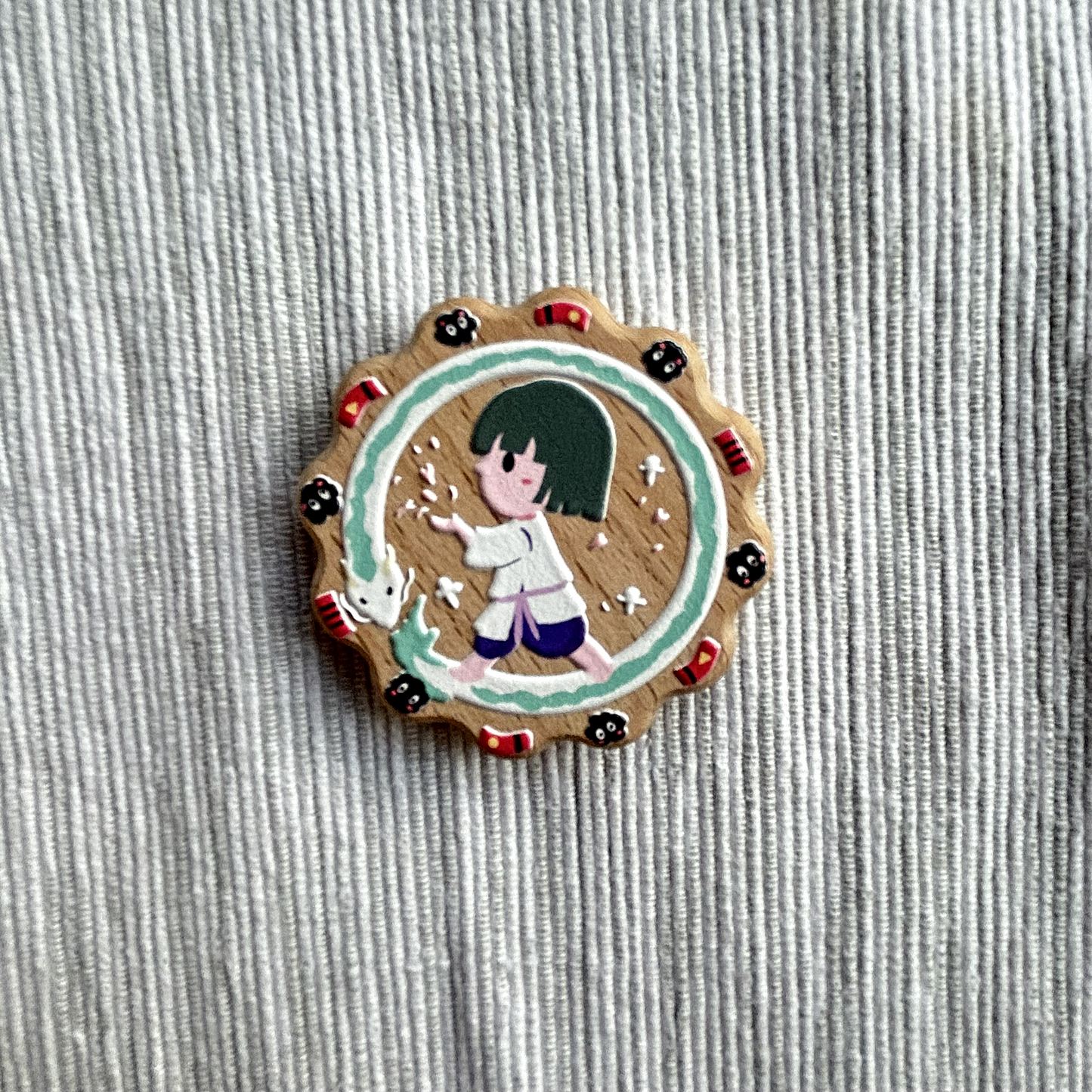 River Dragon Wooden Cookie Badge
