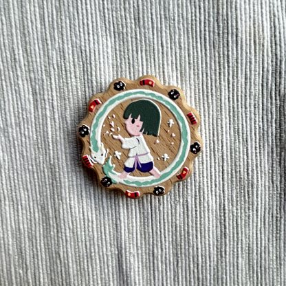 River Dragon Wooden Cookie Badge