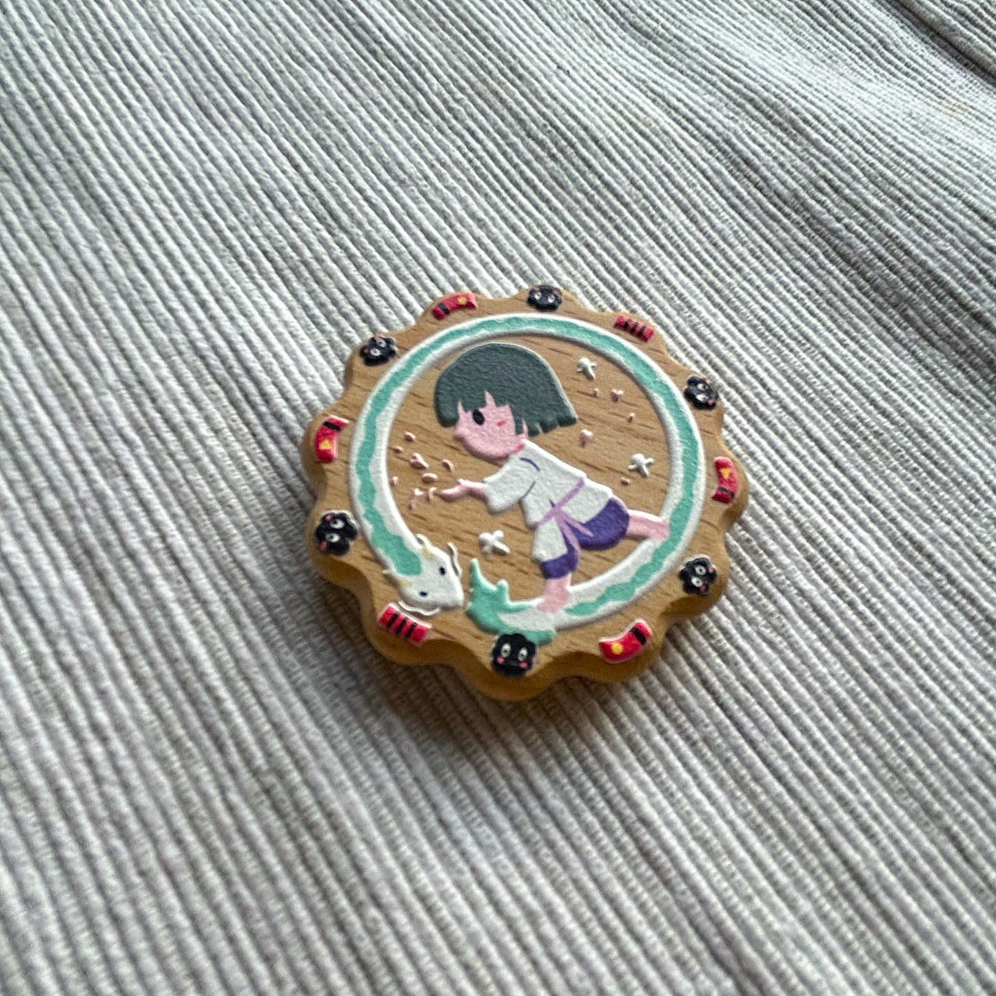 River Dragon Wooden Cookie Badge