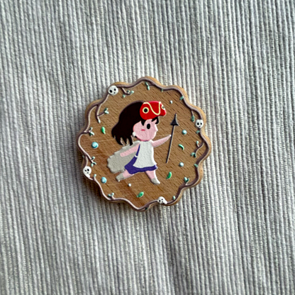 Wolf Princess Wooden Cookie Badge