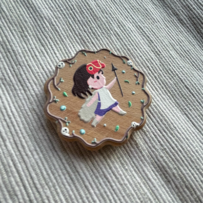 Wolf Princess Wooden Cookie Badge
